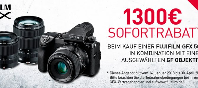 Fujifilm GFX Aktion mit 1300Euro Sofortrabatt Fujifilm GFX Aktion mit 1300Euro Sofortrabatt