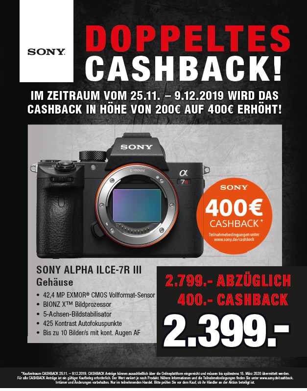 Sony Alpha 7R III – 400 Euro Cashback