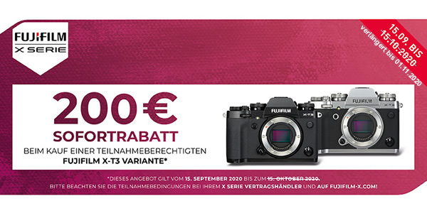 Fujifilm X-T3 – 200€ Sofortrabatt sichern!